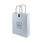White Embossing Biodegradable SBS Paper Shopping Bag
