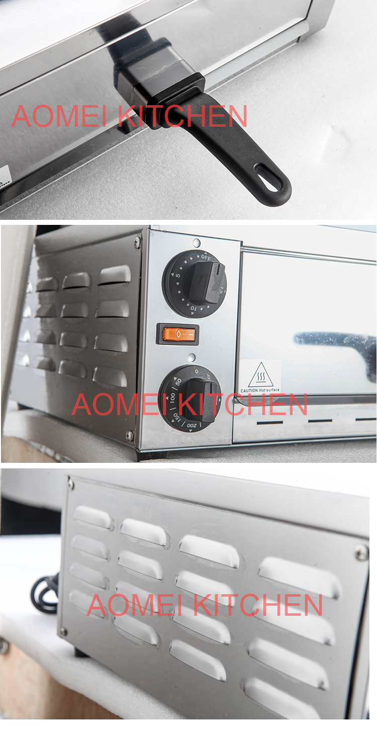 Commercial Kitchen Stainless Steel Electric Pizza Oven with Snack Pan 220V 1200W