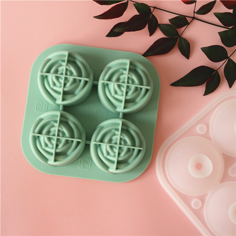 Rose Ice Cube Mold,Bongpuda Silicone Ice Cube Tray,4 Cavity Silicone Rose Ice Ball Maker,Easy Release,For Chilling Cocktails, Whiskey, Bourbon And