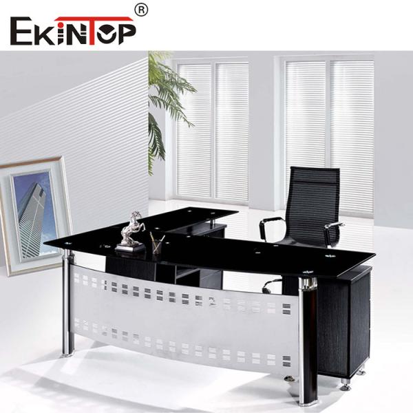 Buy cheap Metal Legs With Cabinet Glass Desk Modern Home Office Computer Desk from wholesalers