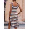 Buy cheap Small Order Clothing Manufacturers Women'S Sleeveless Dress Striped Knitted Split Round Neck Dresses from wholesalers