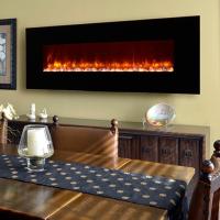 Buy cheap 2380mm Wall Bracket Remote Wall Mounted Electric Fireplace Black Painted Glass product