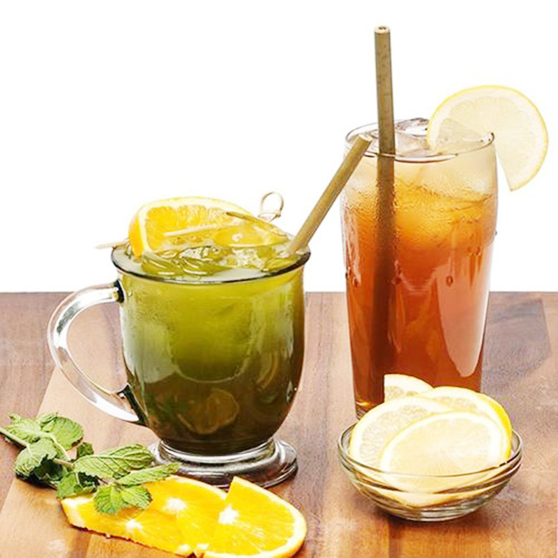 Compostable Organic Bamboo Straws Customized Logo Travel Juice Cocktail Use