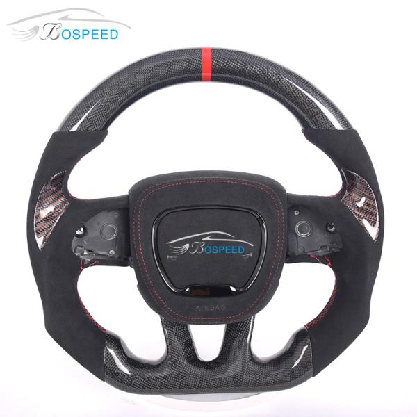 Buy cheap Custom Black Alcantara Dodge Carbon Fiber Steering Wheel Carbon Fiber from wholesalers