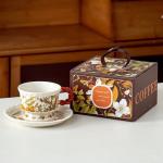 Business Gifts Ceramic Floral Cup Set Gift Box Porcelain Irregular Mug And