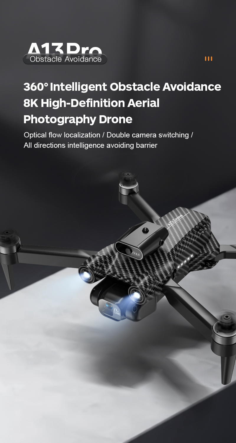 A13 Mini Drone 4k Dual Camera Obstacle Avoidance Optical Flow Foldable Wifi Brushless Motor Dron Quadcopter Toy Foldable