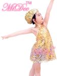 Adult Jazz Dance Wear Full Sequin Halter Neck Dress With Matching Hat