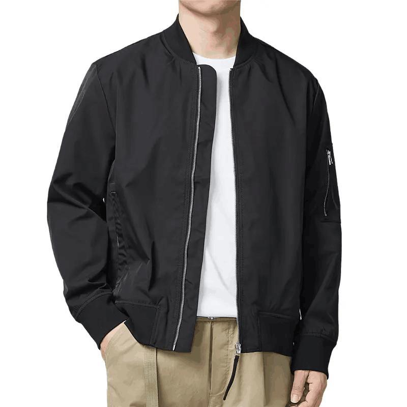 Solid Color Smart Casual Flight Coat Men′s Bomber Jacket