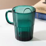 400ml Striped Glass Drinking Cups Green 14 Oz Glass Mug Lead Free Machine