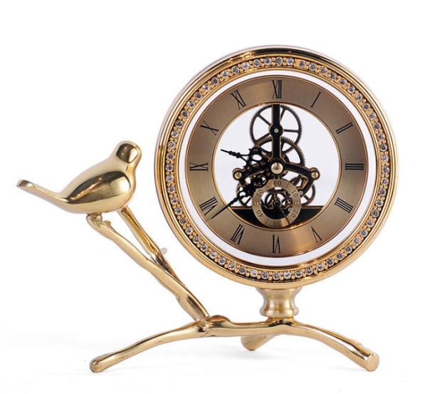 Buy cheap Office Gold Copper Clock Sculpture Decorative Art Craft from wholesalers