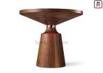 Modern Stainless Steel Coffee Table , Solid Wood Base Marble Circle Table 