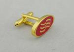Unique Custom Red Round Cufflink , 2 mm Thickness Imitation Gold Plating