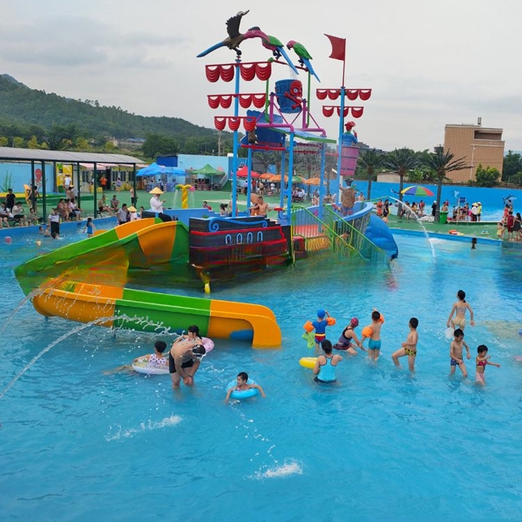 Fiberglass Slide Family Play Equipment Water Park Pirate Boat