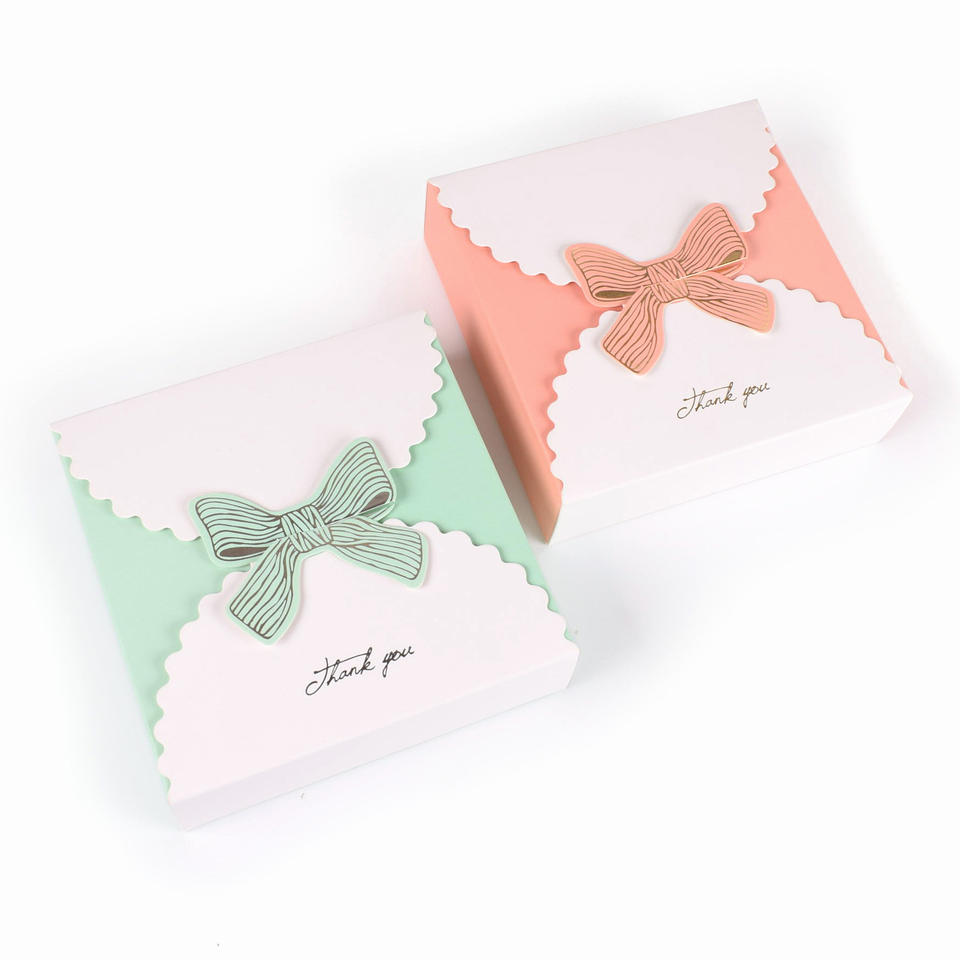 Custom Color Recycled Folding Ivory Board Small Gift Paper Box With Bow For Kids