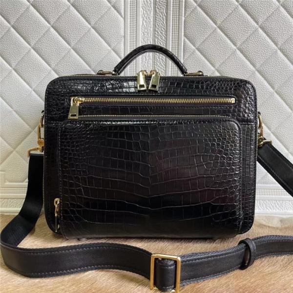 Buy cheap Exotic Crocodile Belly Skin Businessmen Small Briefcase ZIP Working Purse Genuine Real Alligator Leather Male Handbag from wholesalers