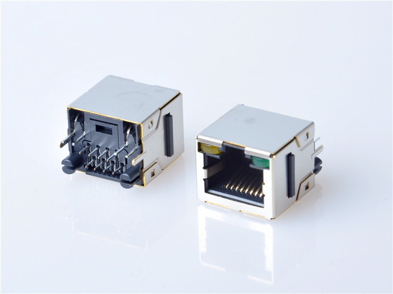 HULYN,RJ45 Modular Jack Connector, Shielded RJ45 Connector, Through Hole Type,with LEDs