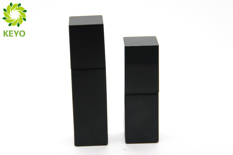 Matte Black Square Glass Foundation Bottle With Plastic Pump Cap 20ml 40ml Optional