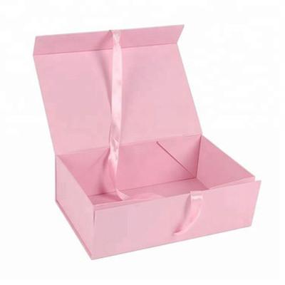 Buy cheap custom pink baby children apparel gift box wedding dress folding gift box from wholesalers