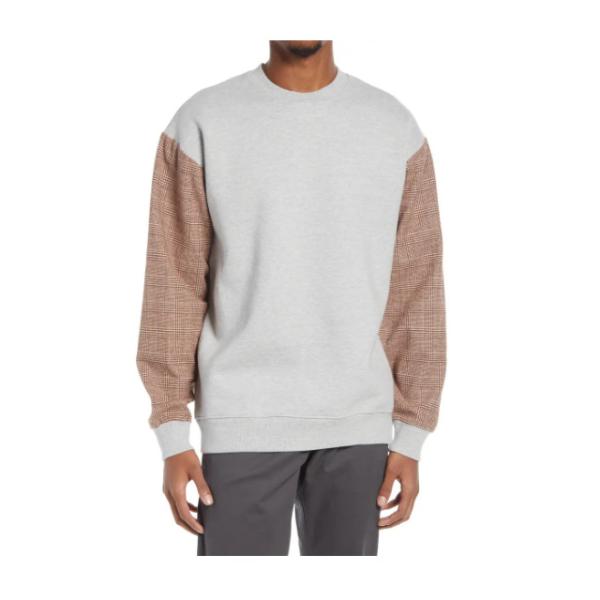 Buy cheap Men Bold Plaid Sleeves Sweatshirt 80 Cotton 20 Polyester sweatshirt from wholesalers