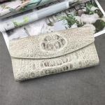 Authentic Exotic Crocodile Skin Women Long White Wallet Female Large Card