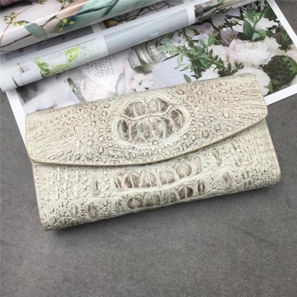 Buy cheap Authentic Exotic Crocodile Skin Women Long White Wallet Female Large Card Holders Genuine Alligator Leather Lady Clutch from wholesalers