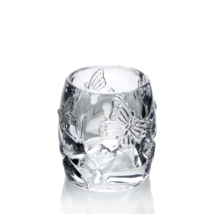 Glass Transparent Butterfly Classic Pattern Candle Holder Tealight Set for party wedding decoration