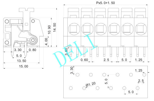 Right Angle Electrical Connector Blocks , Wire To Board Connector DL202-XX-10.0