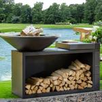 Large Barbecue Wood Fired Garden Grills with Assembly Required Corten Steel