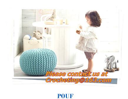 Buy cheap hand made orange, white, black, color crochet knit pouf crochet knit Ottoman Floor Cushion from wholesalers