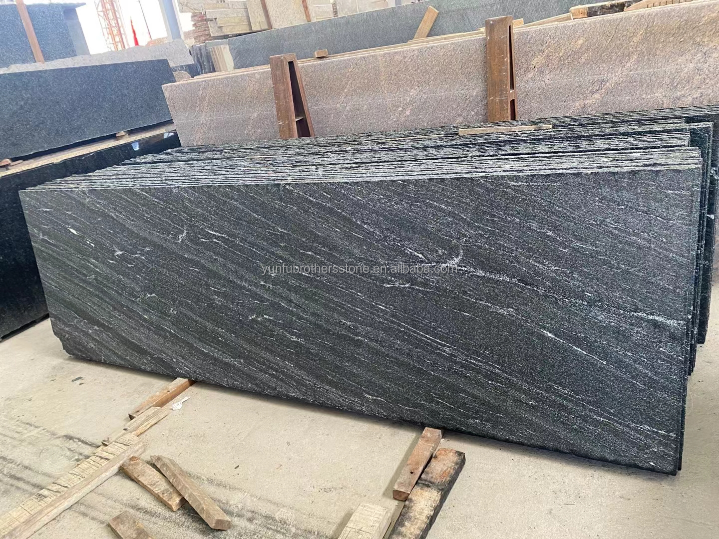 Via Lattea Black Granite Honed Cut-to-Size Tile for Classic and Elegant Floor Pattern