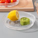 Round 300ml Unique Dinnerware Sets 7 Inch Pressed Vintage Glass Dinner Plates