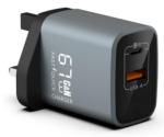 67W GaN USBA With USB C Dual Ports Charger Super Fast Charging Charger PD