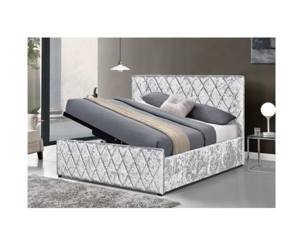 Buy cheap Ottoman Gray Velvet Tufted Storage Bed Frame Gas Lift OEM ODM from wholesalers