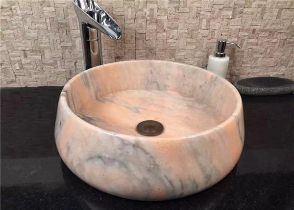 Buy cheap Pink Marble Nile Beauty Stone Sink Bowl Rounded Edges For Villa Projects from wholesalers