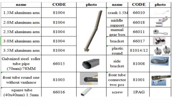 Acrylic polyester Electric Waterproof Retractable Awning Arm