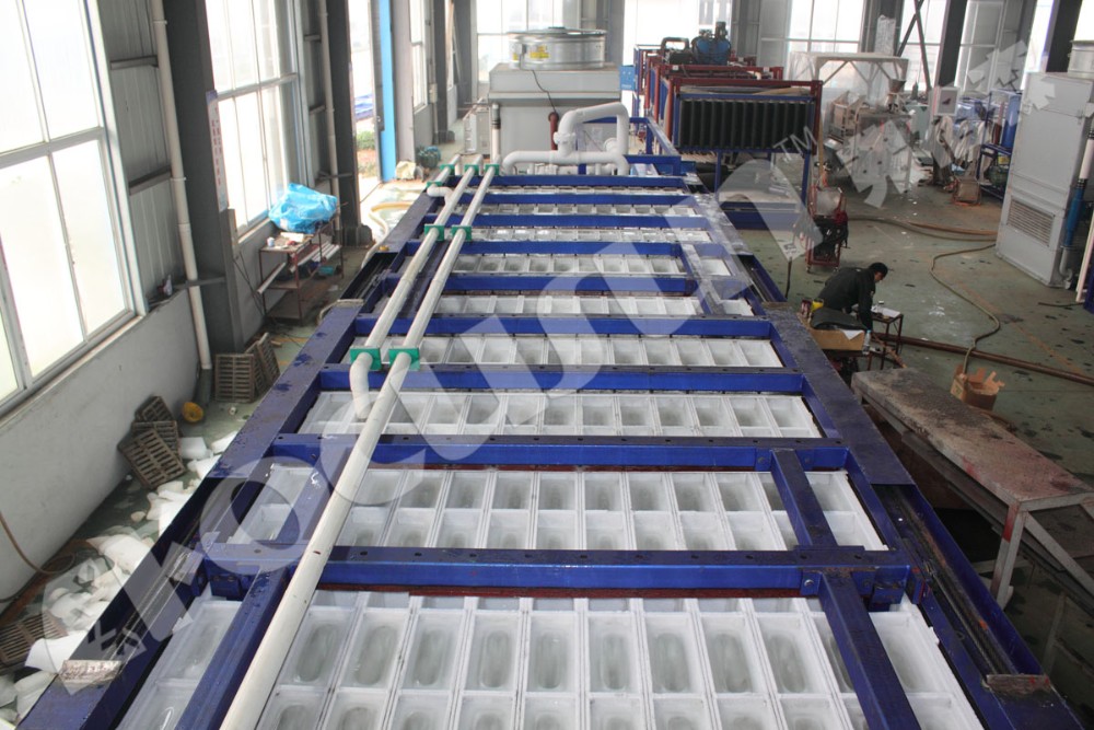 Bitzer Compressor 15ton Ice Making Machine with Ice Moving Device and Water Cooling
