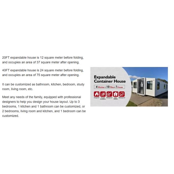 20FT 40FT Expandable Container House Steel Structure Movable