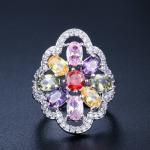 Crystal Rings For Women Circle CZ Ring Fashion Engagement Ring Jewelry Copper