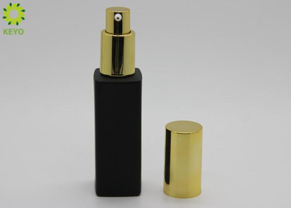 Buy cheap 30g 1 OZ Empty Cosmetic Containers , Matte Black Glass Liquid Foundation Pump Bottle from wholesalers