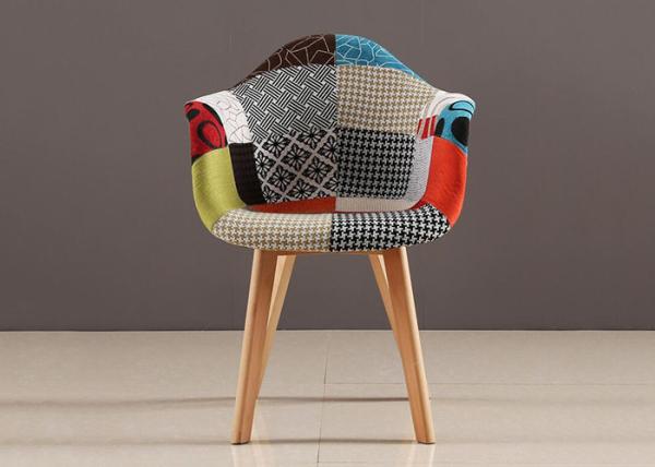 Buy cheap Solid Wood Patchwork Fabric Upholstered Dining Chairs With Arms from wholesalers