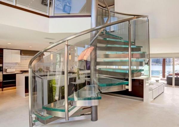Buy cheap Tempered Glass Space Saving Spiral Staircase , Decorative Loft Spiral Staircase from wholesalers