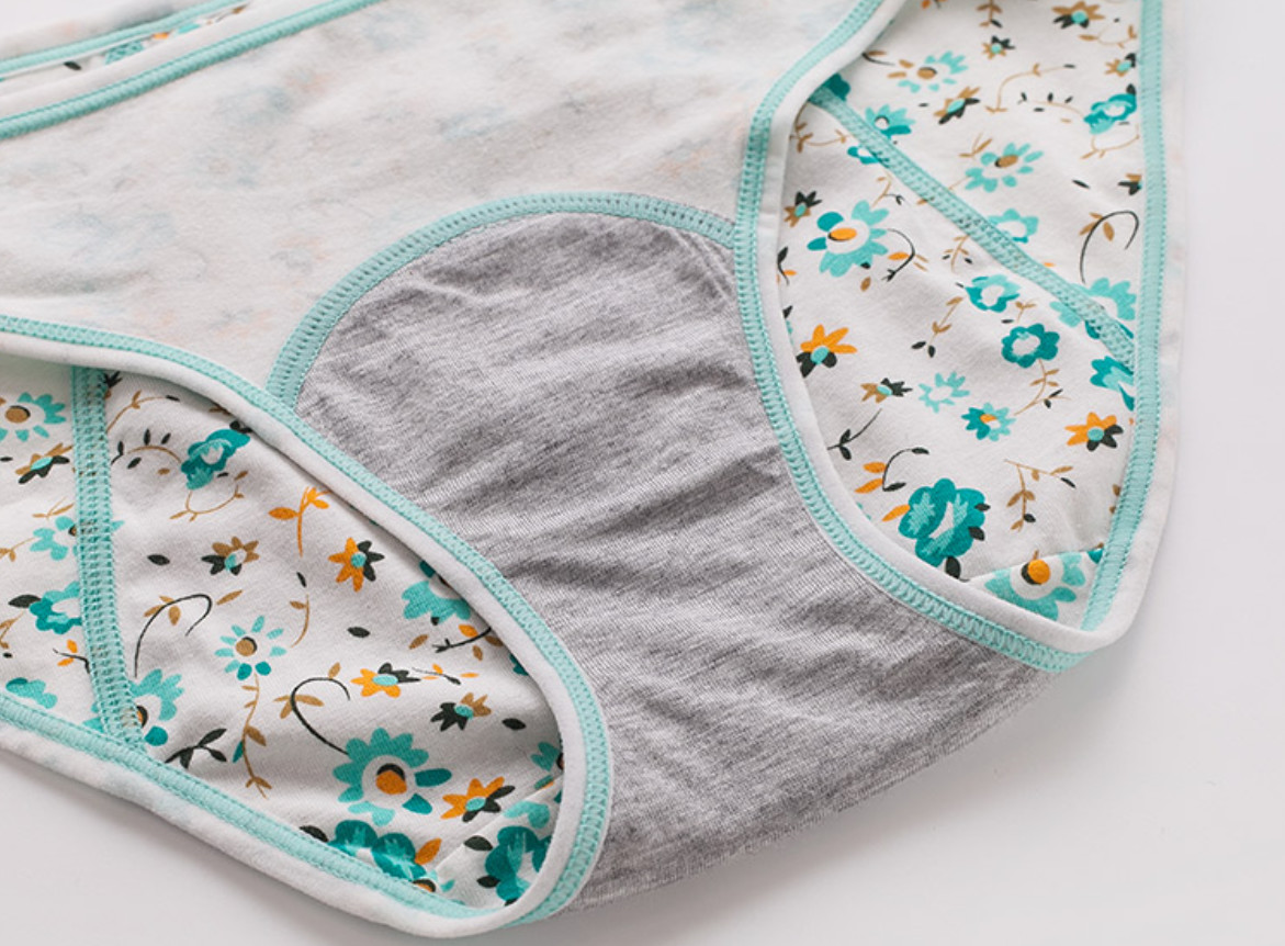 3 Layer Girl Cotton Period Underwear Female Printed Menstrual Period Panties Breathable Physiological Panties