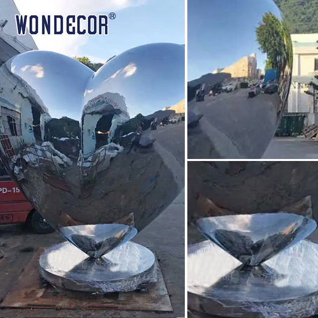 170cm Large Outdoor Garden Forged Metal Abstract Heart Shaped Stainless Steel Sculpture