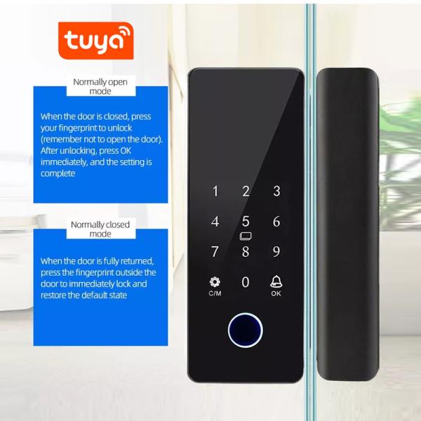 Buy cheap Smart WiFi Tuya Glass Door Lock Digital Fingerprint Electronic Password IC Card Access from wholesalers