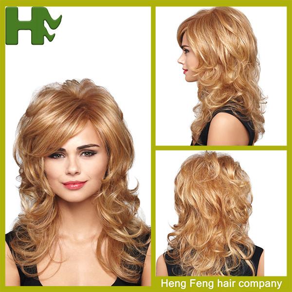 Buy cheap Synthetic Long Ladies Synthetic Wigs Heat Resistant Fiber Dark Blonde Wigs from wholesalers