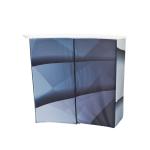 Acrylic Tabletop Tension Fabric Banner Stands Curved Podium Counter