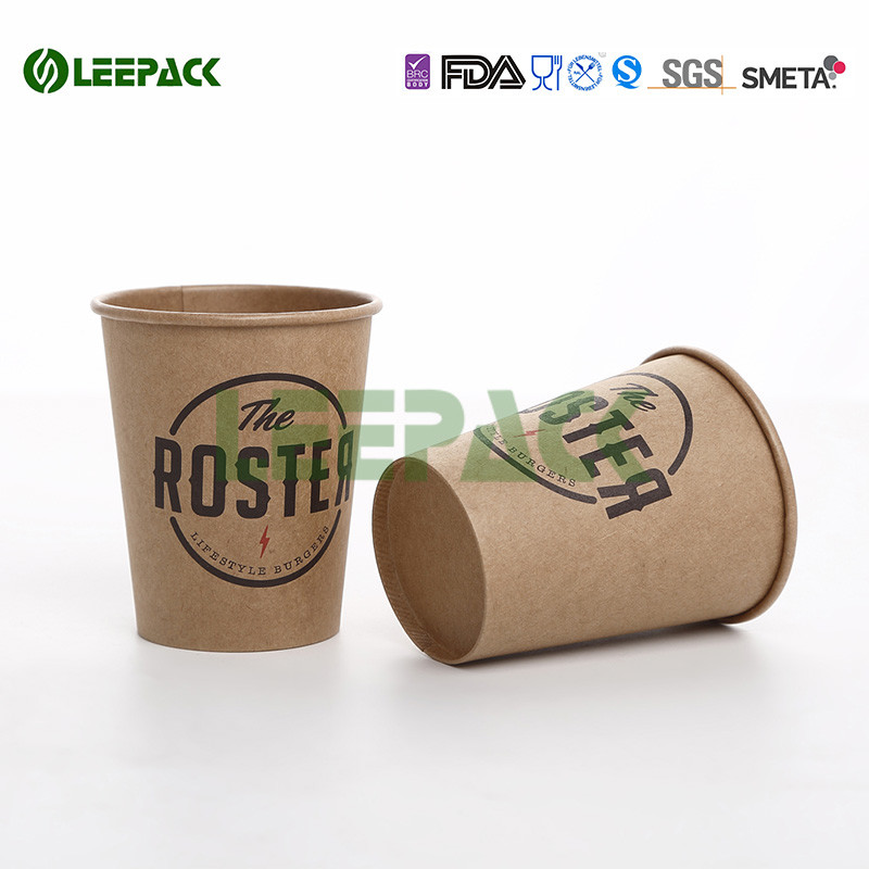10 oz Eco Friendly Custom Disposable Kraft Coffee Paper Cups fully HD Printing Wholesale hot drink paper cup with lids