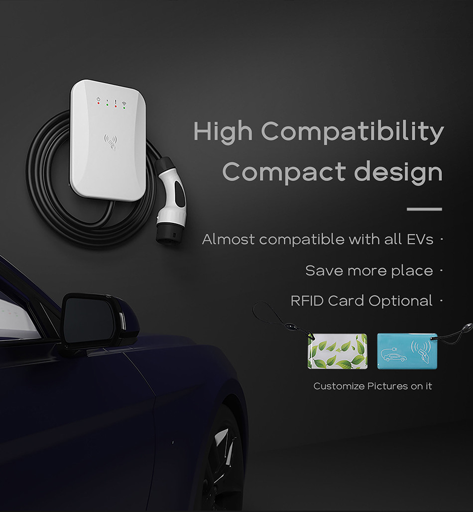 Home RFID AC 7kw Charging Point With Led Screen EV Charging Station