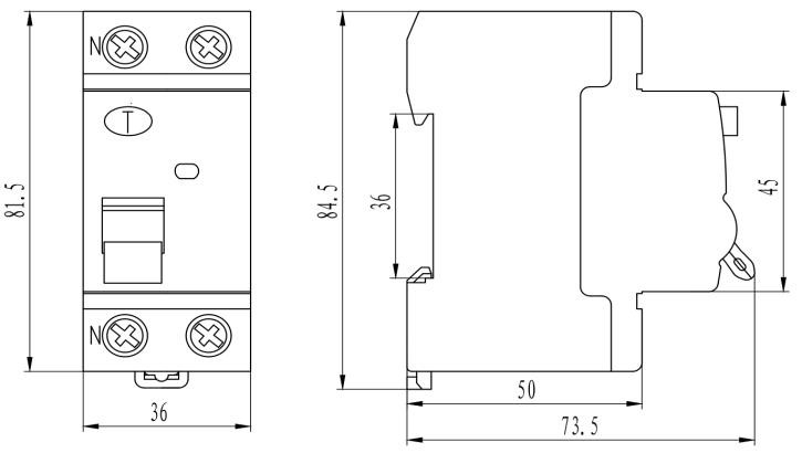 VFL001 Residual Current Device RCD Type AC Type A Type ASi 10kA 4kV Rated Short Circuit Capacity