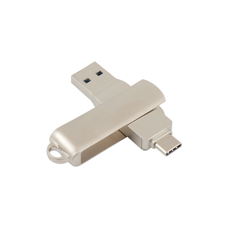 Silver Body Laser LOGO Type C USB With Key Hole Can Put Lanyard And Keyring
